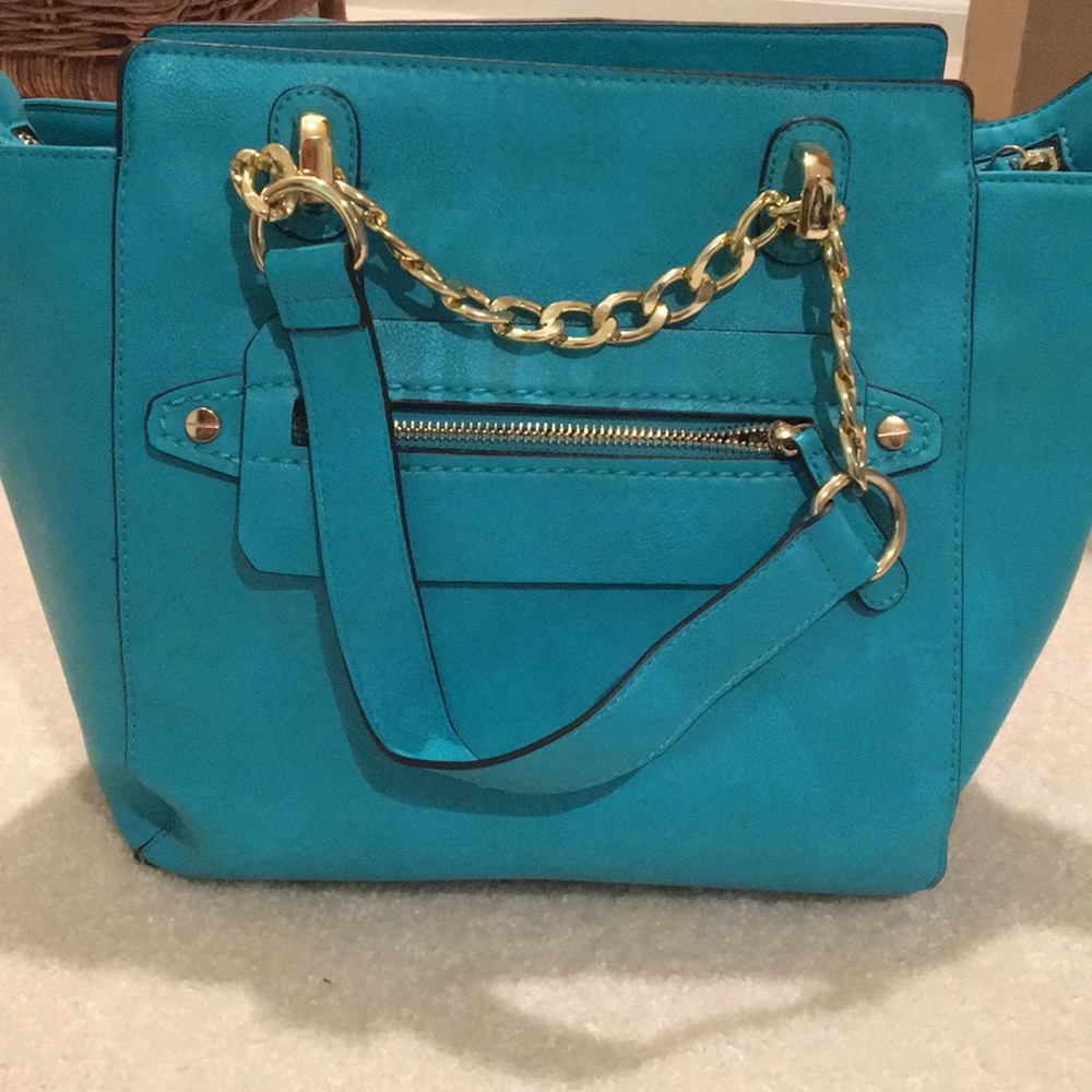 Charming Charlie’s Aqua Satchel/Crossbody Purse